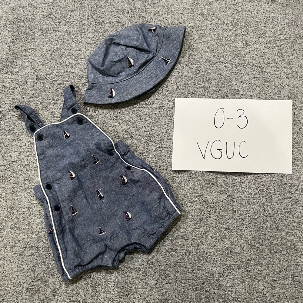 Janie and Jack baby boy romper and hat